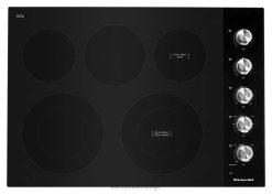 црн KitchenAid Електрична плоча за кување од 30" са 5 елемената и дугметом за управљање апарати X688148